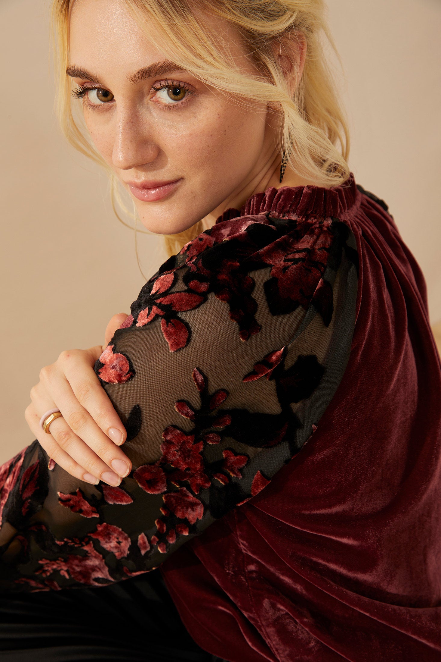 Marthia Velvet V-Neck Top - Myra USA