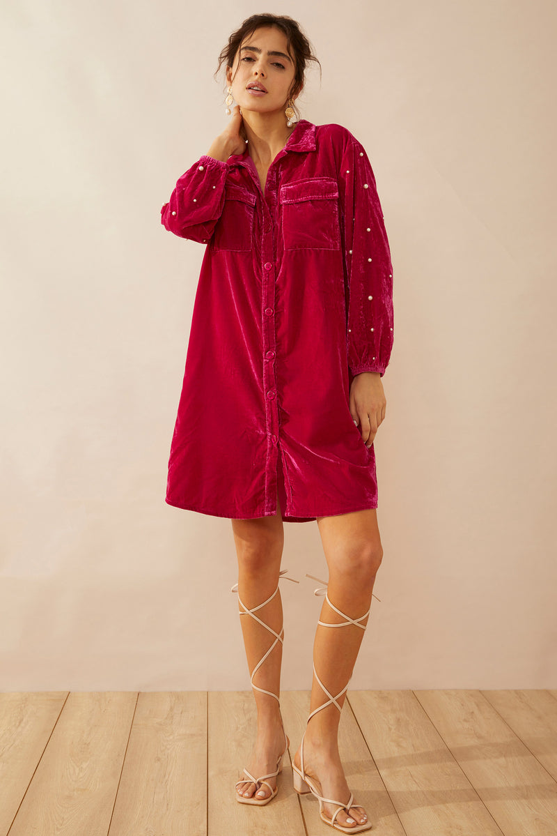 Victoria Velvet Shirt Dress