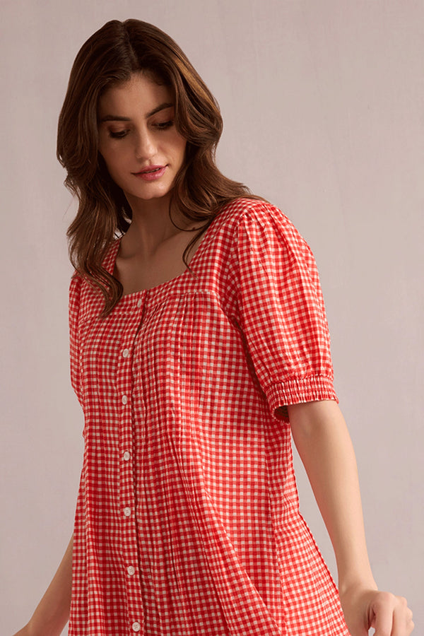 Dorothy's Dream Gingham Dress In Peach