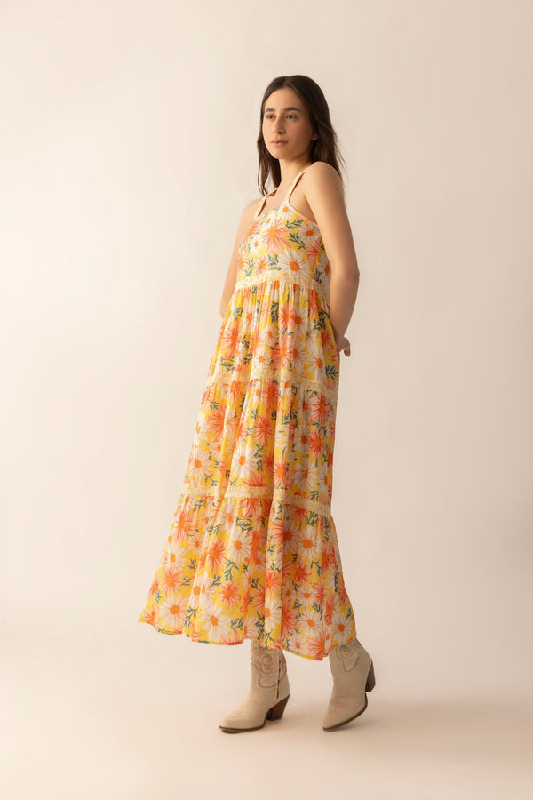 Adelaide Blossom Dress In Orange - Myra USA