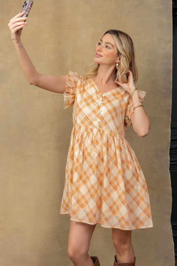 Riley Shirt Dress In Peach and Off White - Myra USA