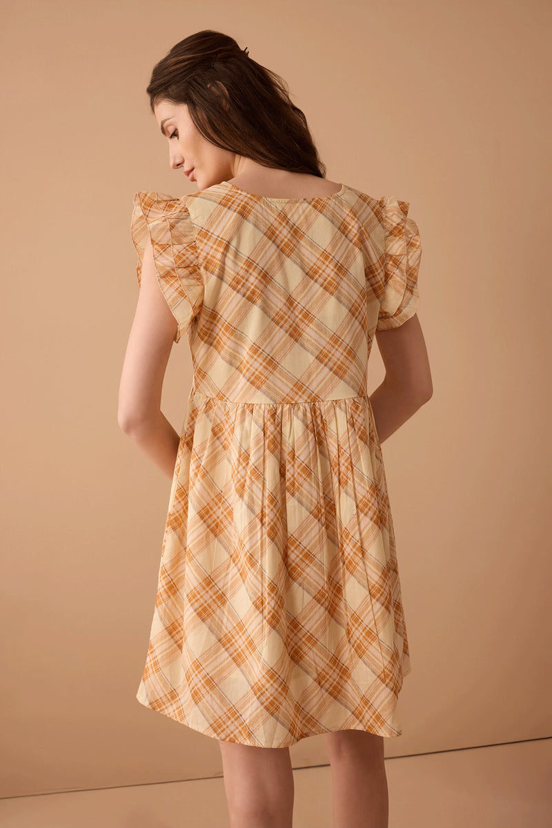 Riley Shirt Dress In Peach and Off White