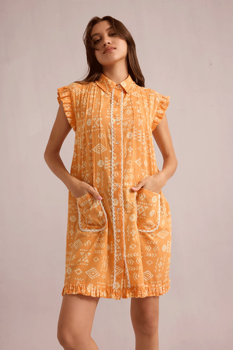 Kimberly Geometric Dress In Orange