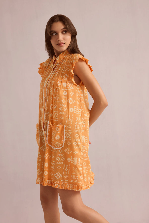 Kimberly Geometric Dress In Orange