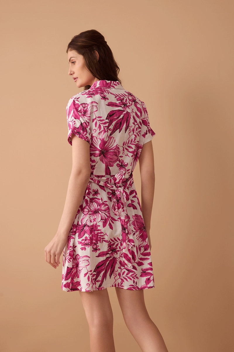 Alyssa's Garden Shirt Dress In Pink and White