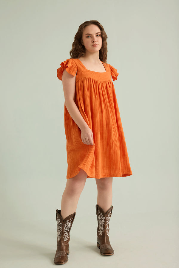 Ava's Hope Babydoll Dress In Orange