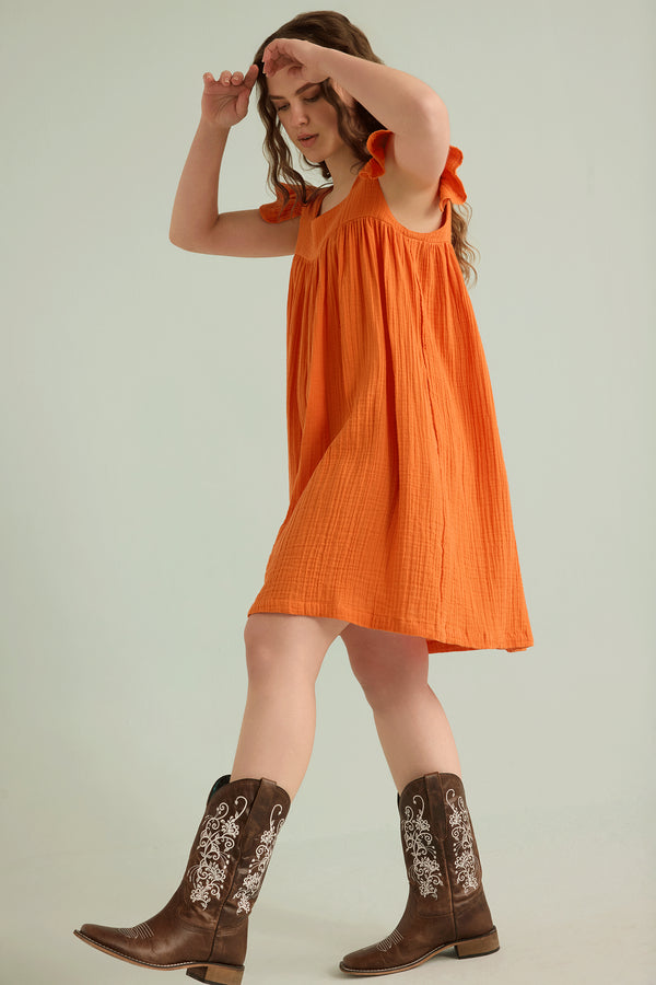 Ava's Hope Babydoll Dress In Orange