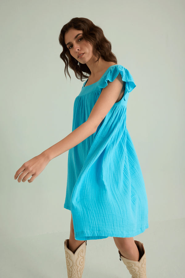 Ava's Hope Babydoll Dress in Blue - Myra USA