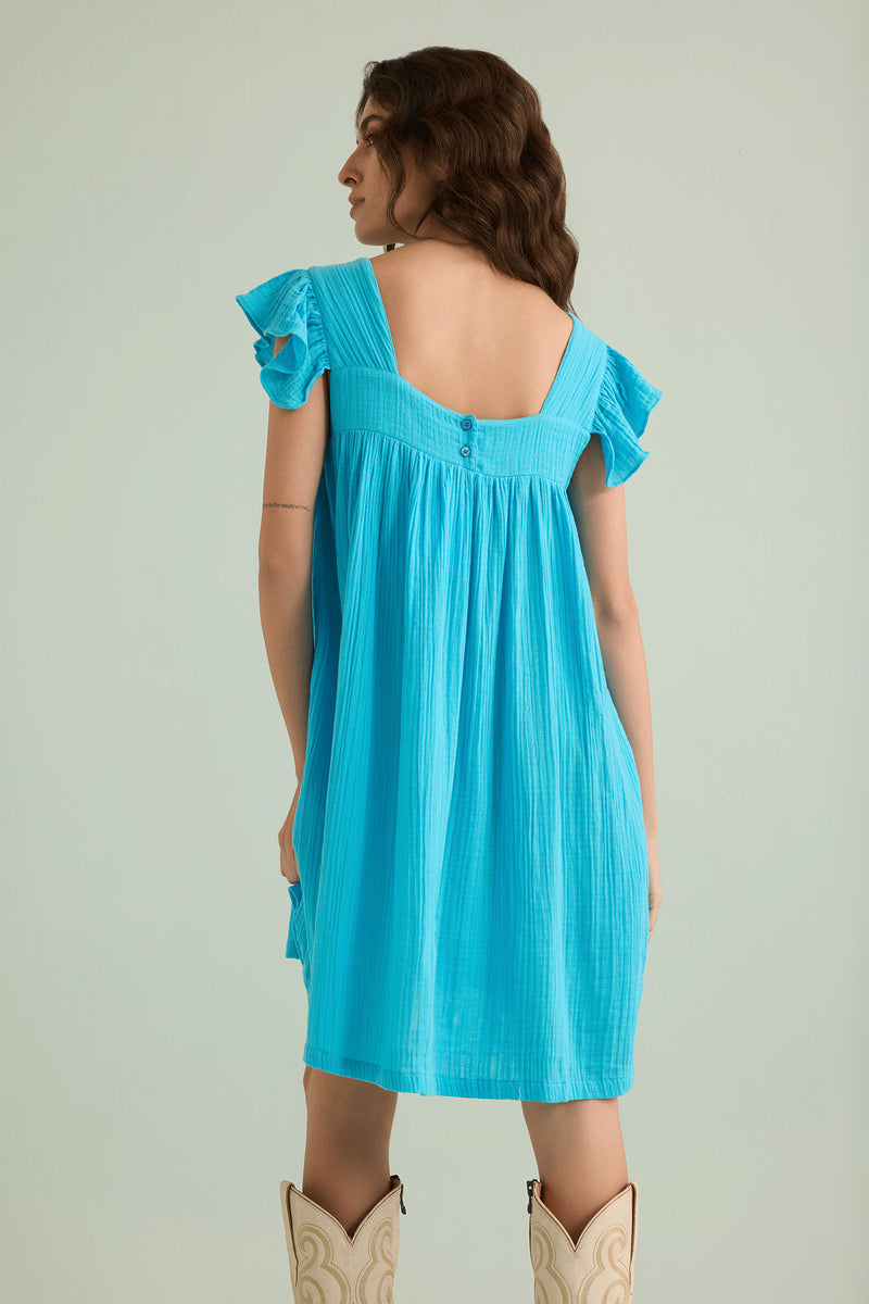 Ava's Hope Babydoll Dress in Blue