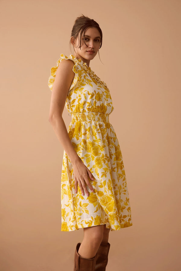 Jasmine Smile Assymetrical Dress In Yellow - Myra USA