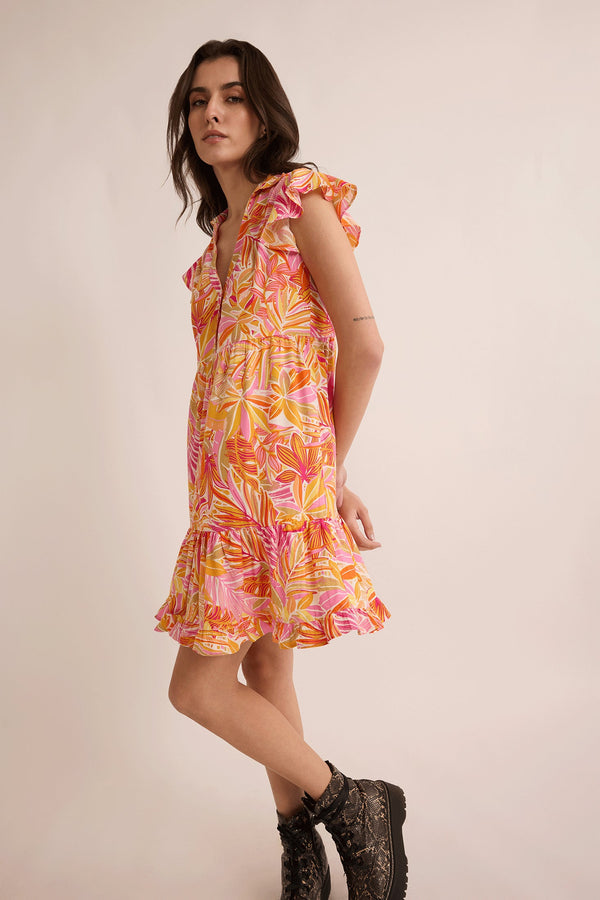 Mia Tropicales Shirt Dress In Orange