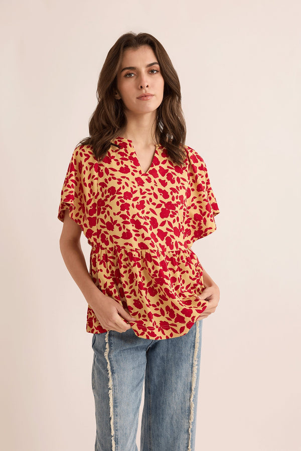 Allison Blue Top In Orange - Myra USA