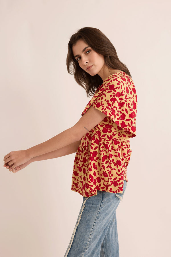 Allison Blue Top In Orange - Myra USA
