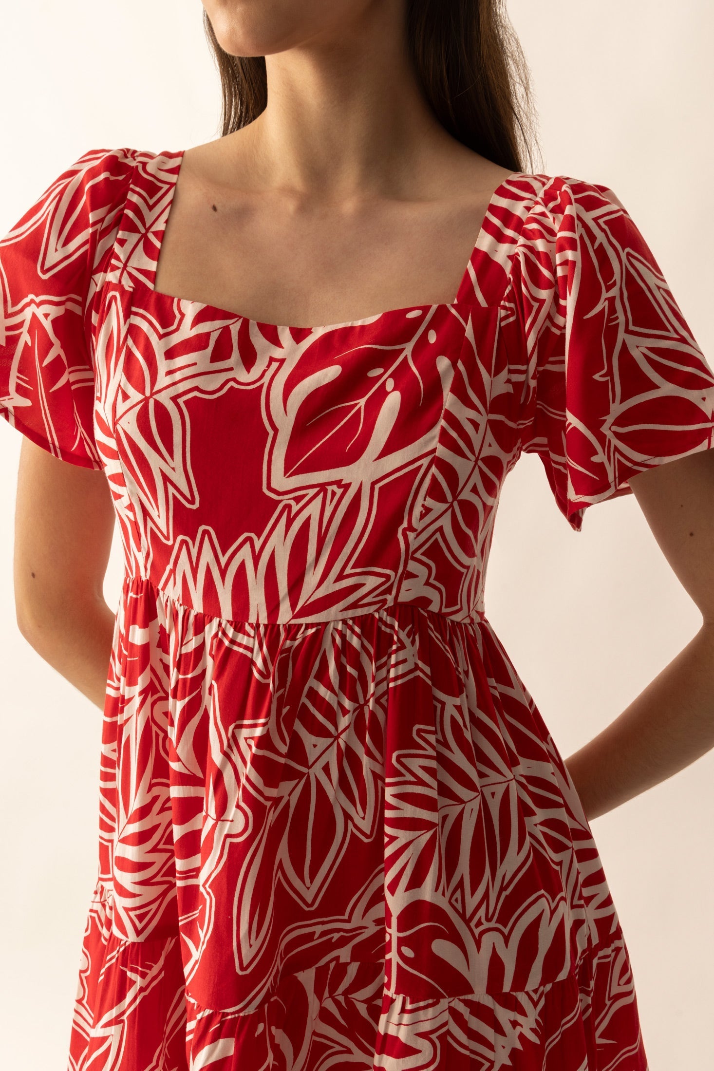 Lily's Cove Empire Waist Dress  In Red