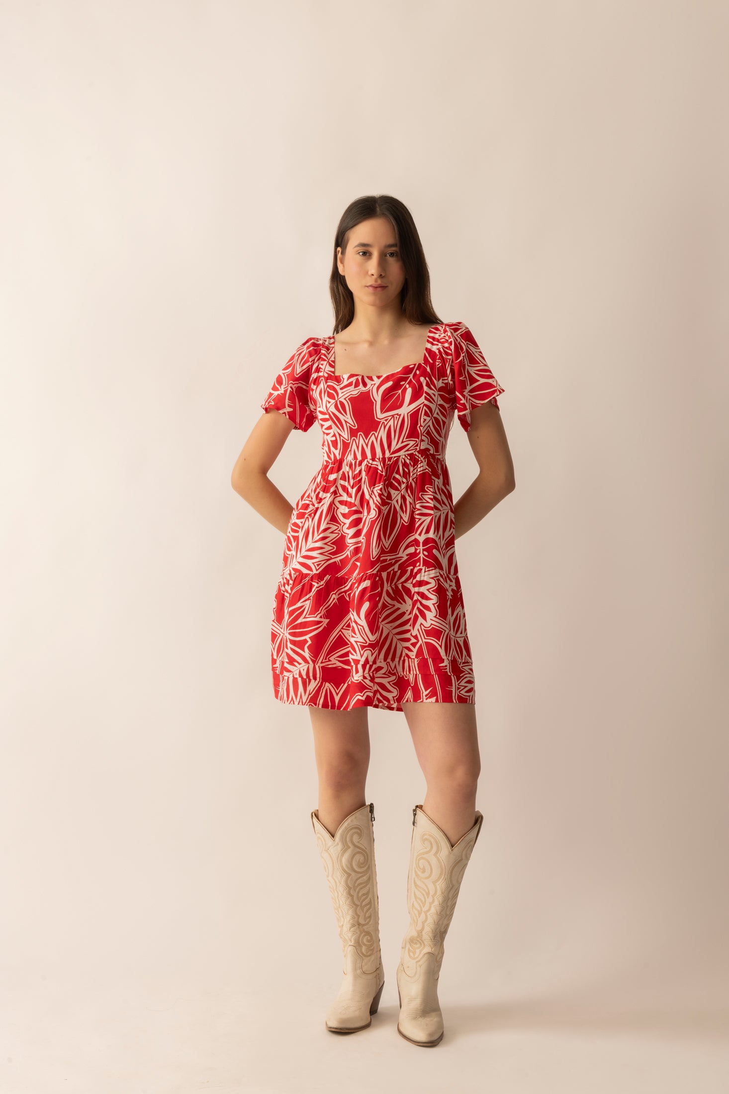 Lily's Cove Empire Waist Dress  In Red