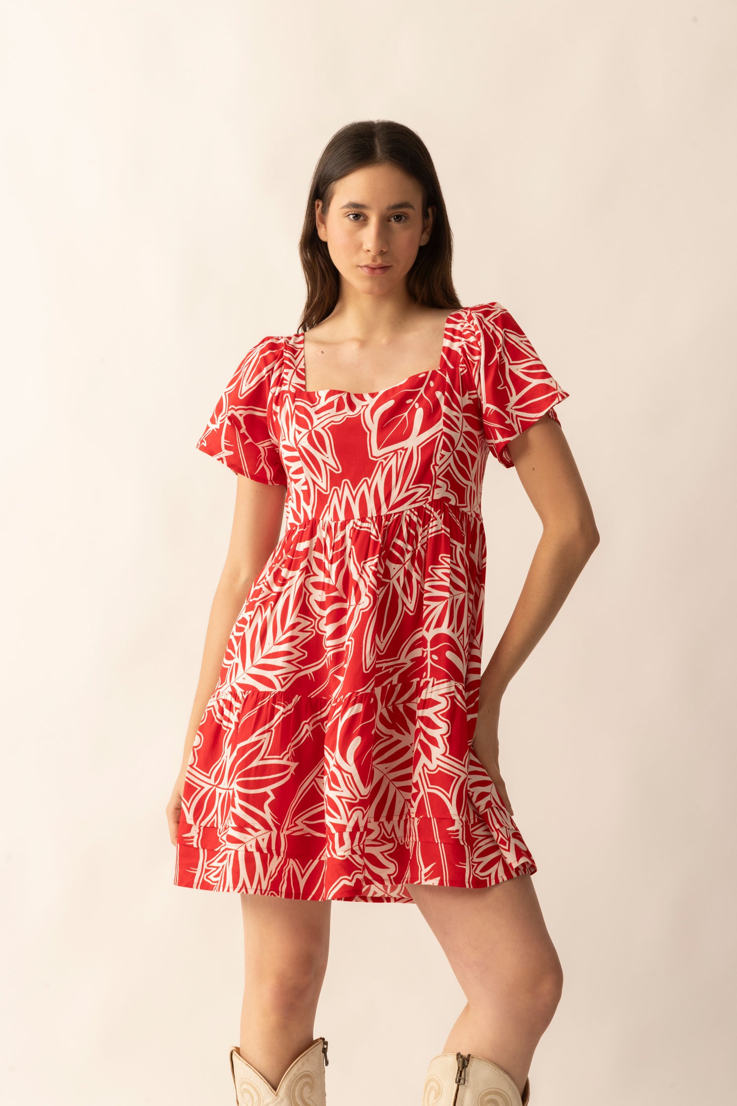 Lily's Cove Empire Waist Dress  In Red