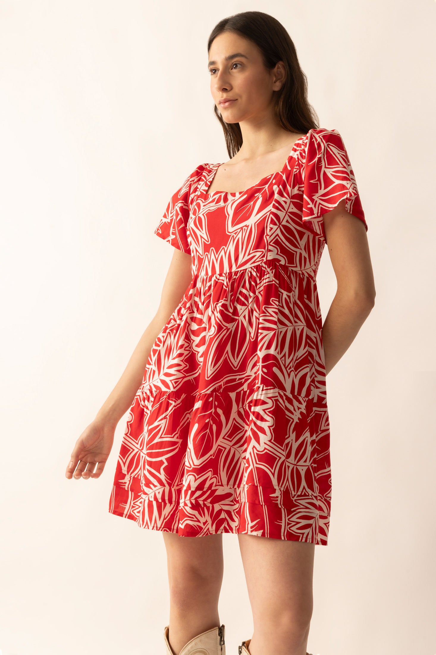 Lily's Cove Empire Waist Dress  In Red