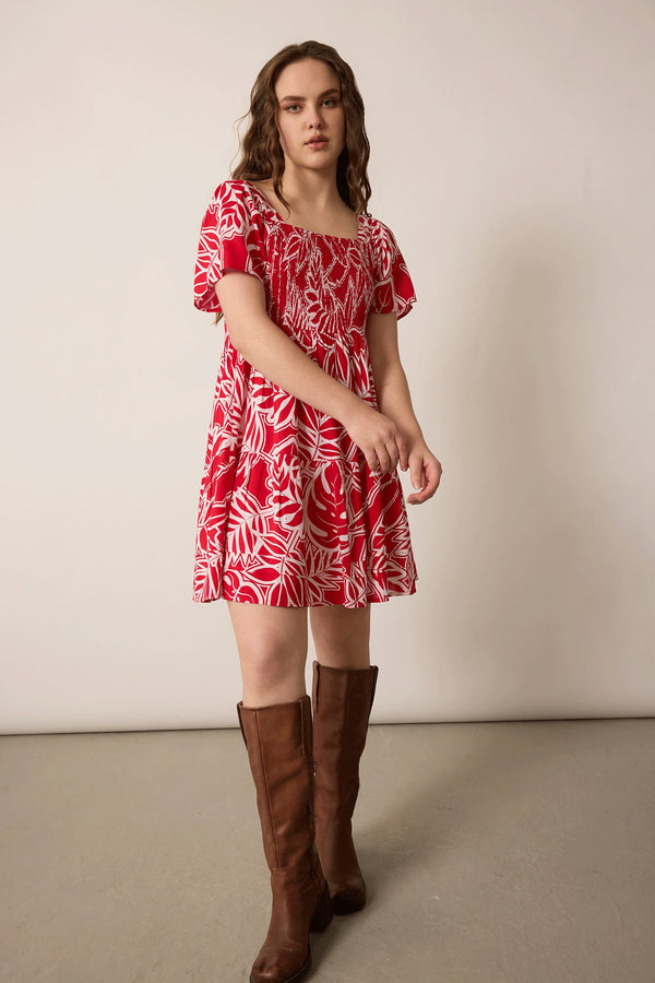 Lily's Cove Empire Waist Dress  In Red