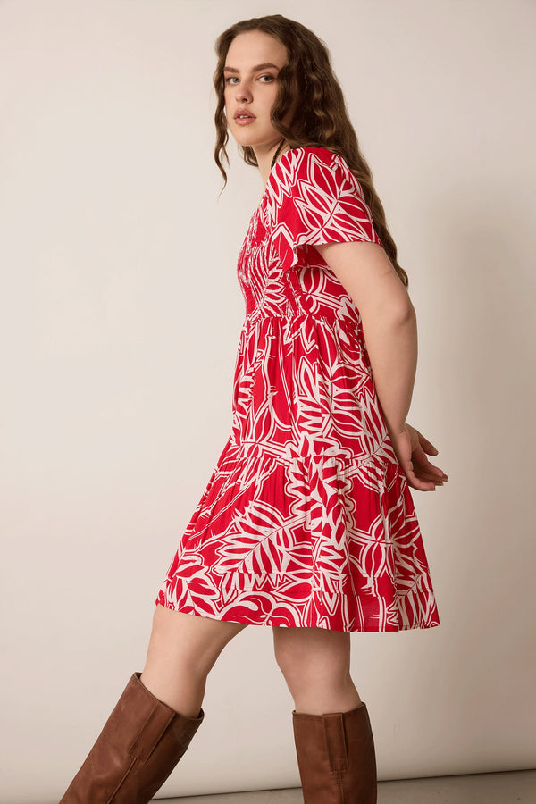 Lily's Cove Empire Waist Dress  In Red