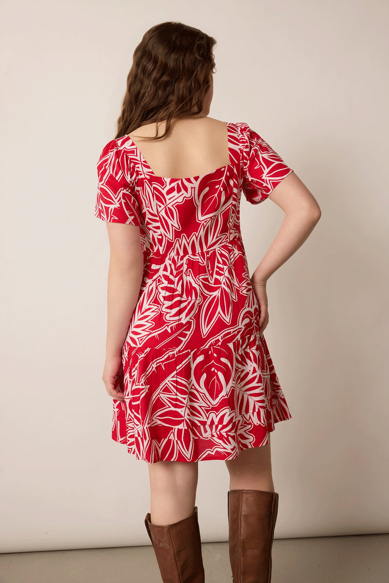 Lily's Cove Empire Waist Dress  In Red