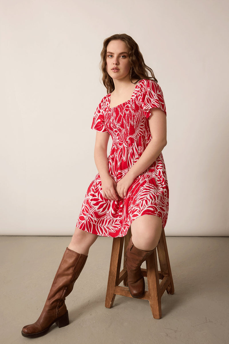 Lily's Cove Empire Waist Dress  In Red