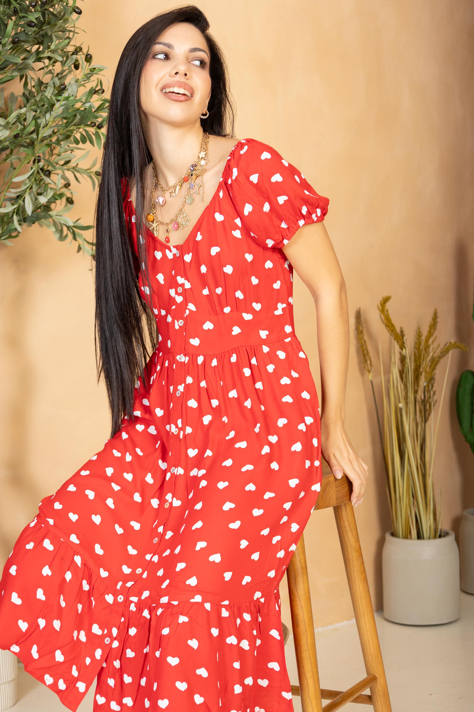 Heart of My Heart A-Line Dress  In Red