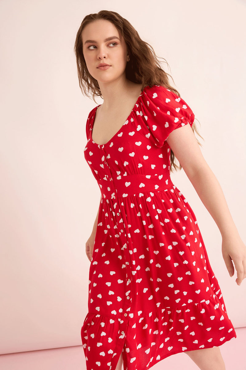 Heart of My Heart A-Line Dress  In Red