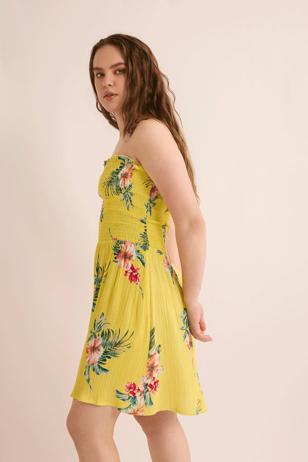 Grace's Morning Strapless Dress  In Yellow