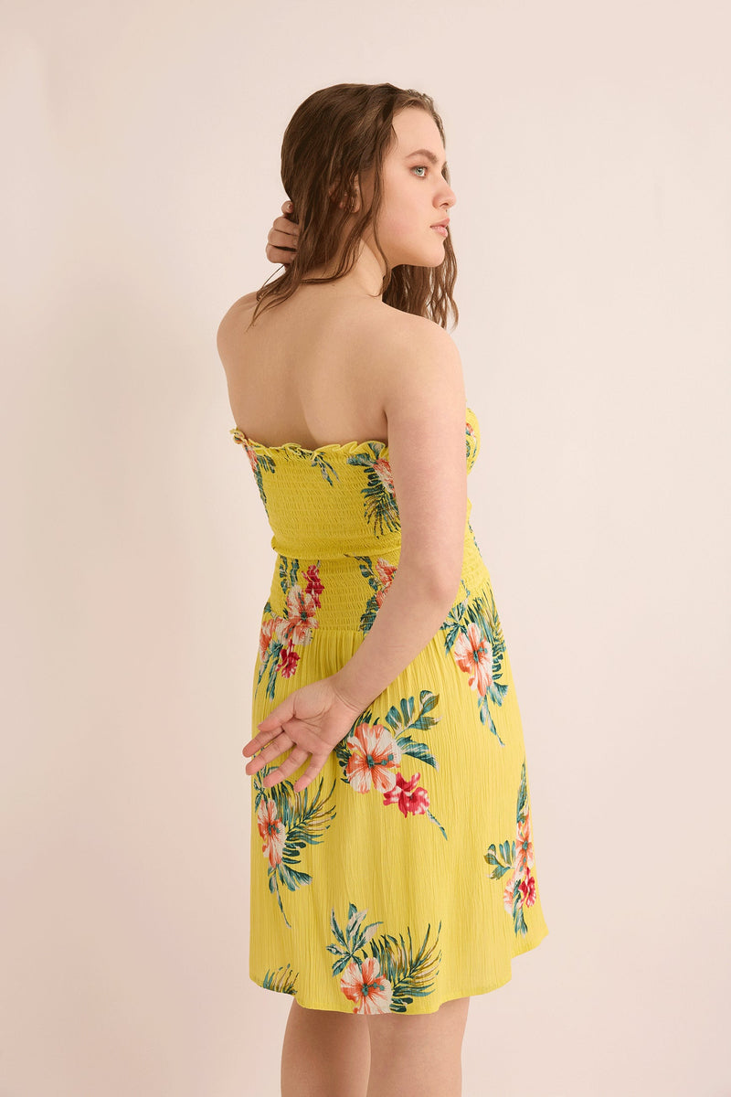 Grace's Morning Strapless Dress  In Yellow