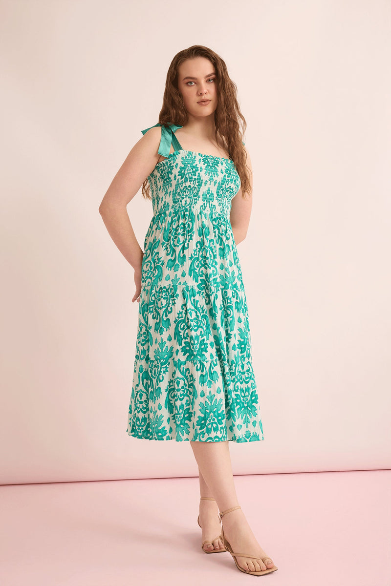 Mackenzie Bright Drop Waist Dress In Sky Blue