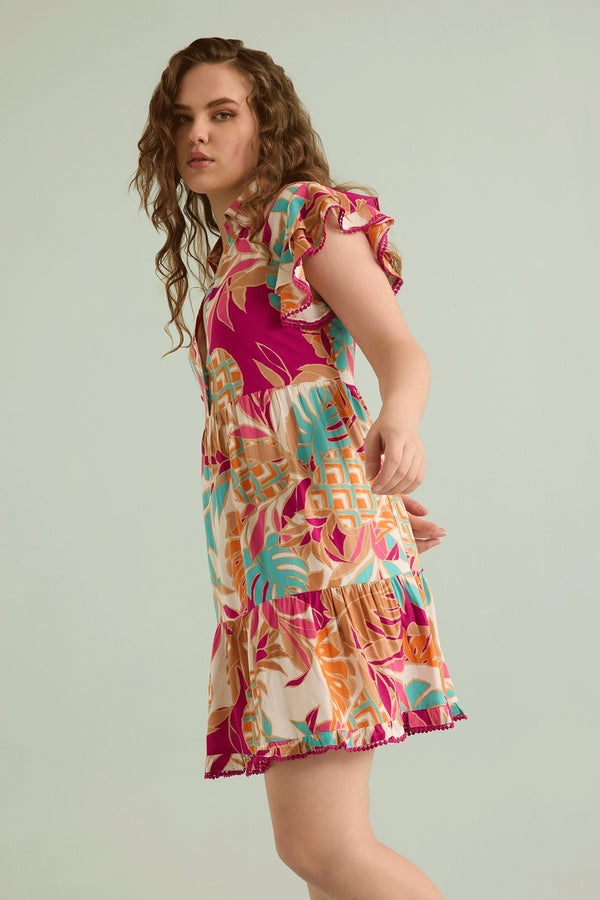 Paradise Found Shirt Dress In Multicolor - Myra USA