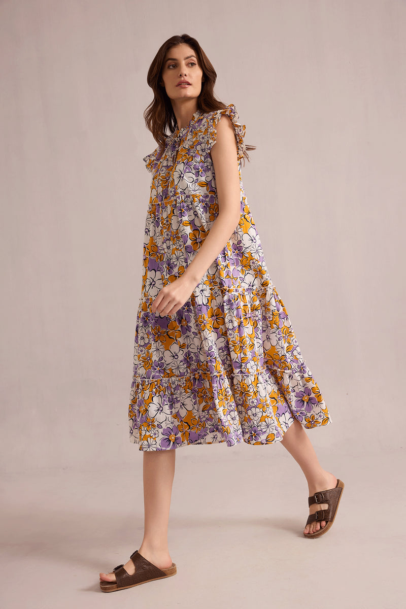 Blossom Paradise Empire Dress In MultiColor