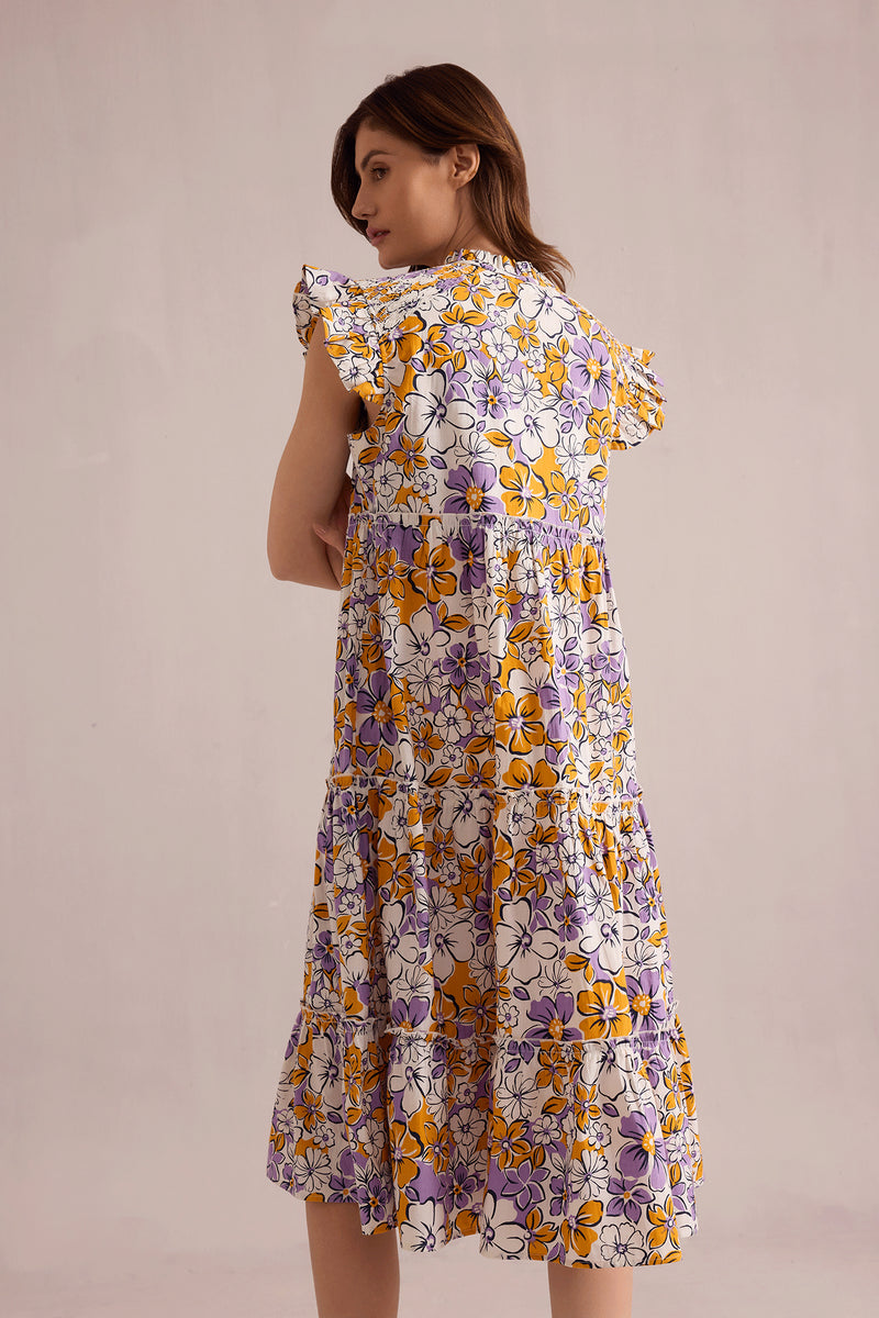 Blossom Paradise Empire Dress In MultiColor