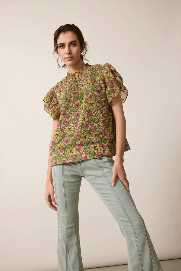 Jenna Floral Print Top In Multicolor