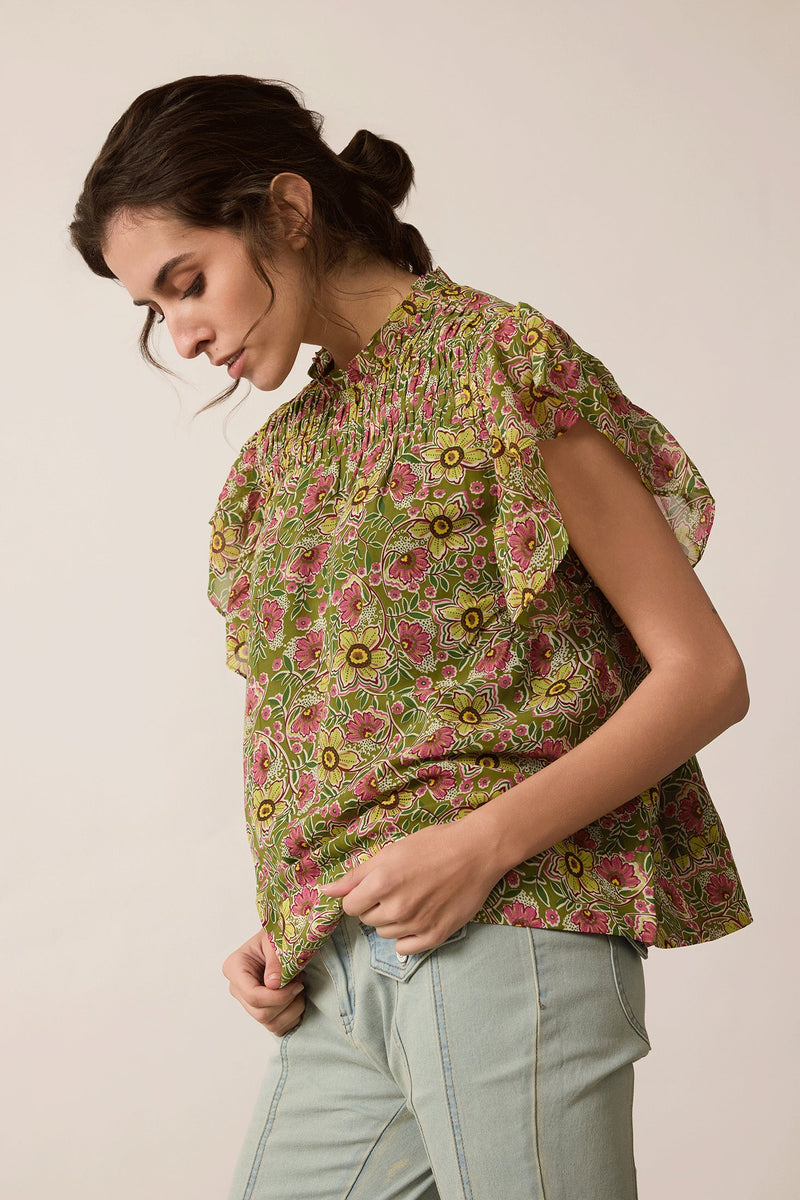 Jenna Floral Print Top In Multicolor