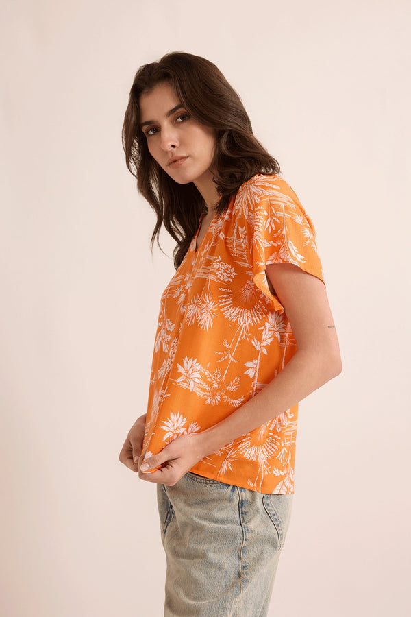 Rebecca's Repose Top In Orange - Myra USA