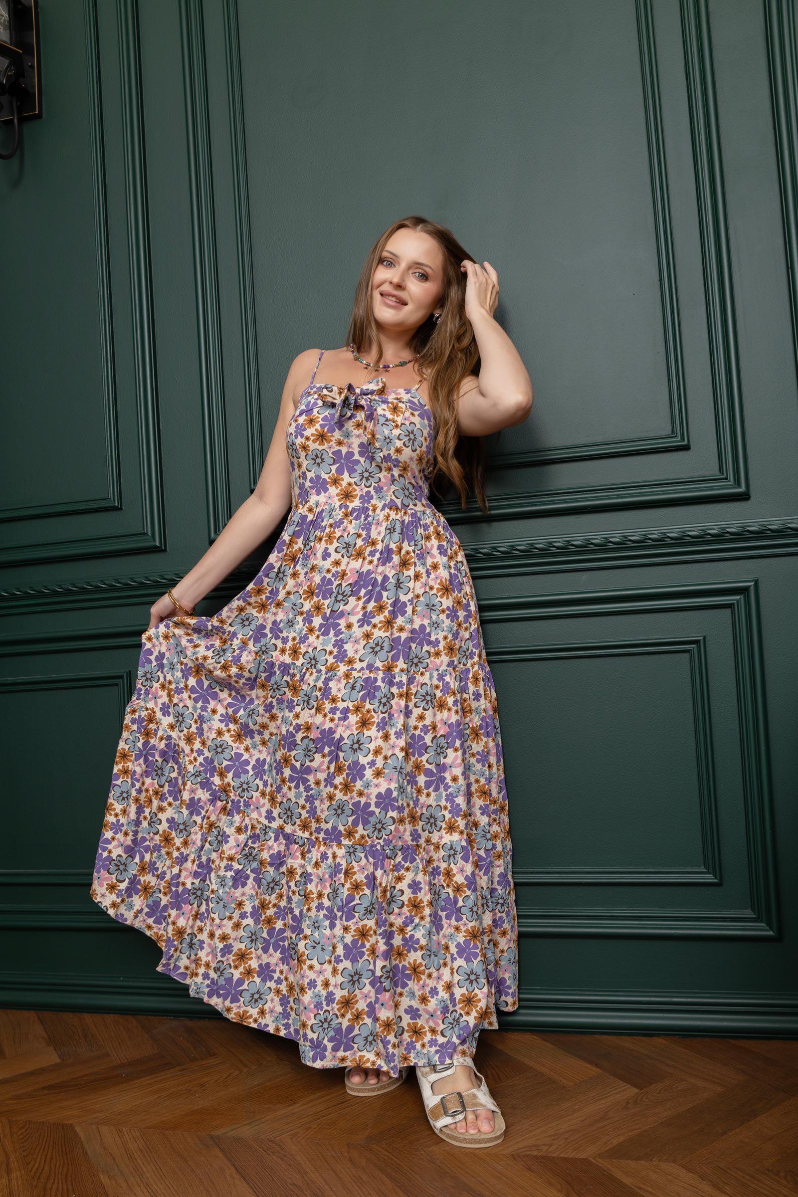 Jocelyn Joy Floral Dress In Purple - Myra USA