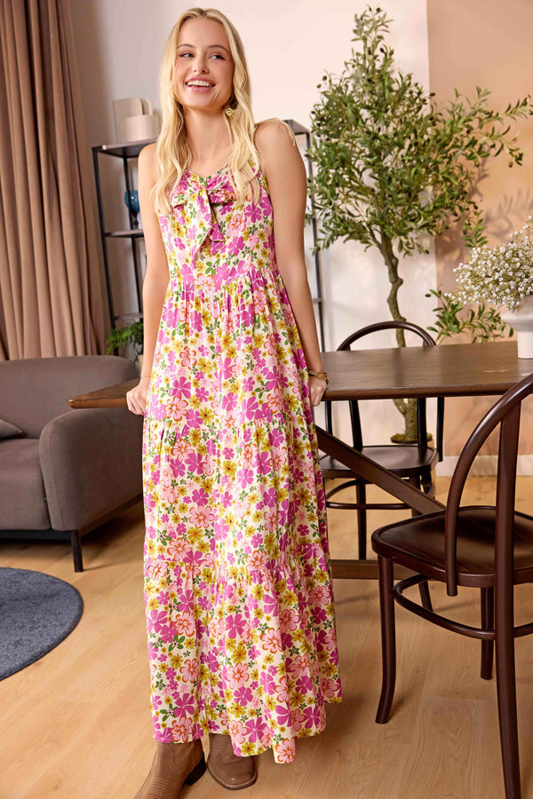 Jocelyn Joy Floral Dress In Pink - Myra USA