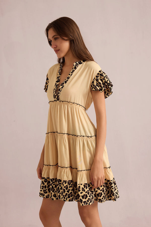 Aaliyah Empire Waist Dress In Beige - Myra USA
