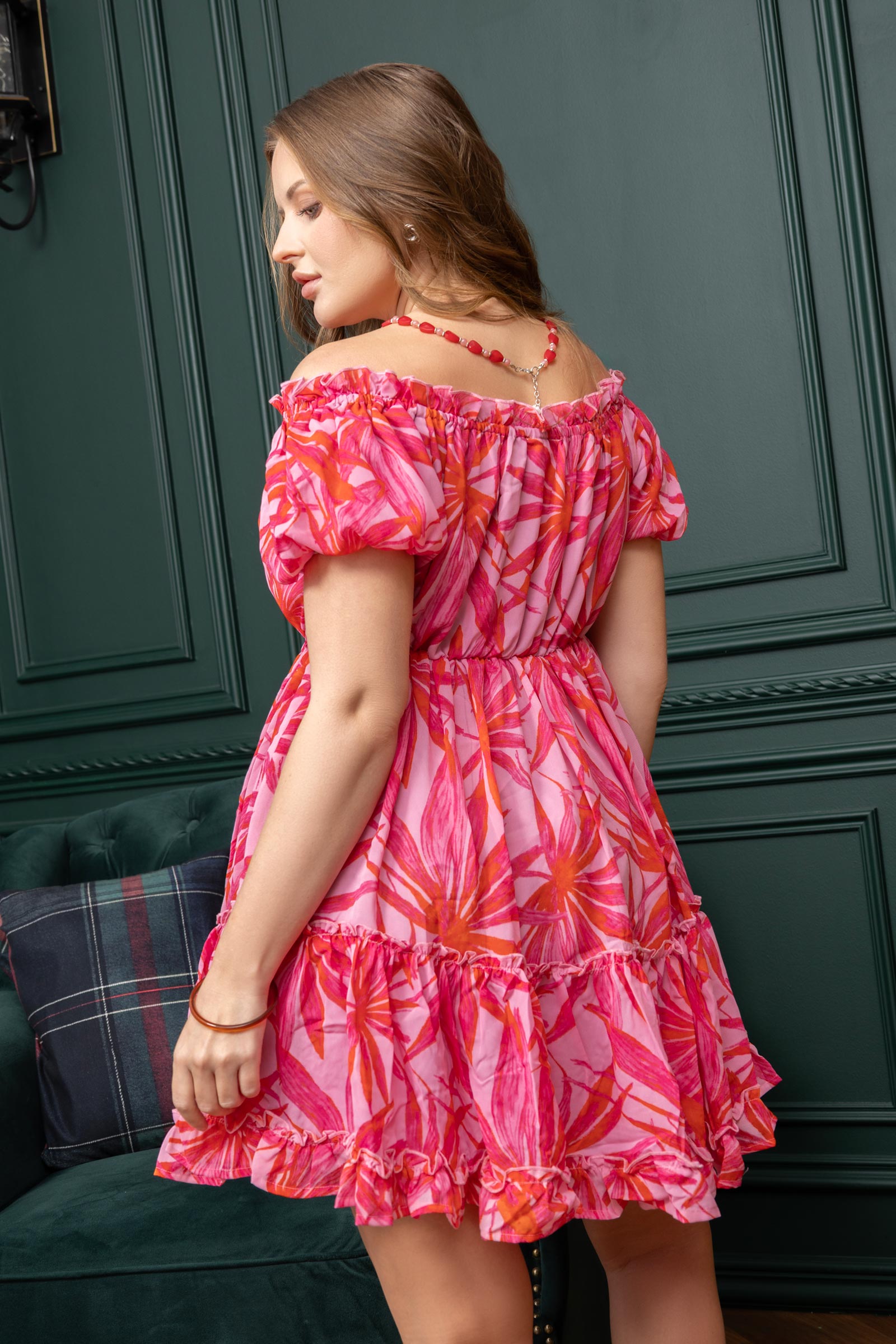 Erin Lovely Pattern Dress In Pink - Myra USA