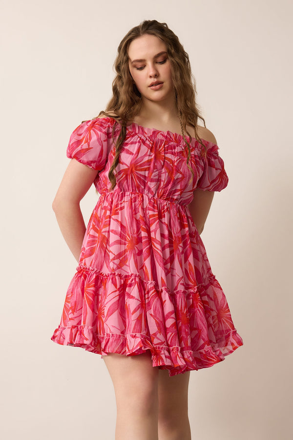 Erin Lovely Pattern Dress In Pink