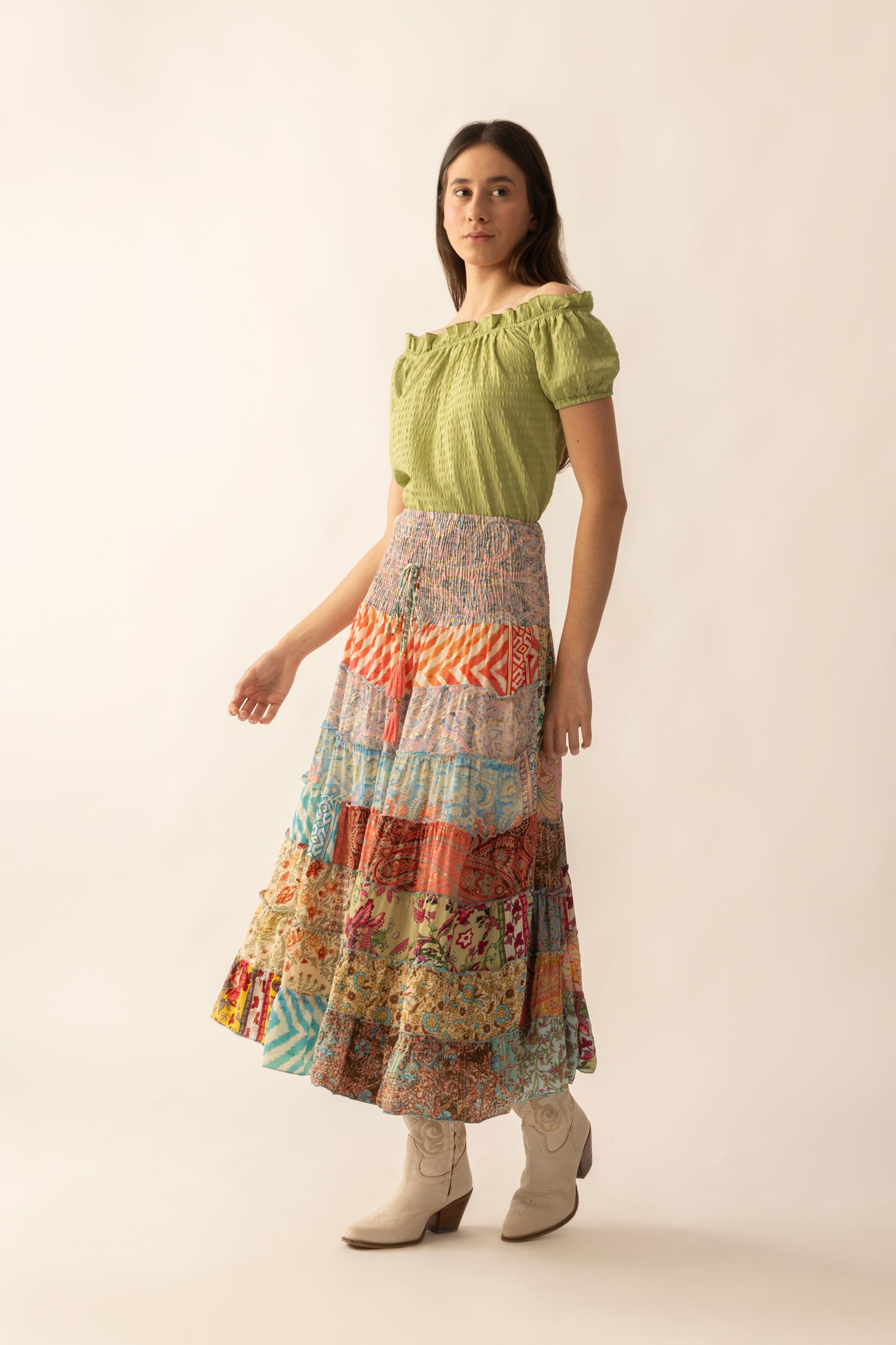 Cassandra Patchwork Skirts In Multicolor