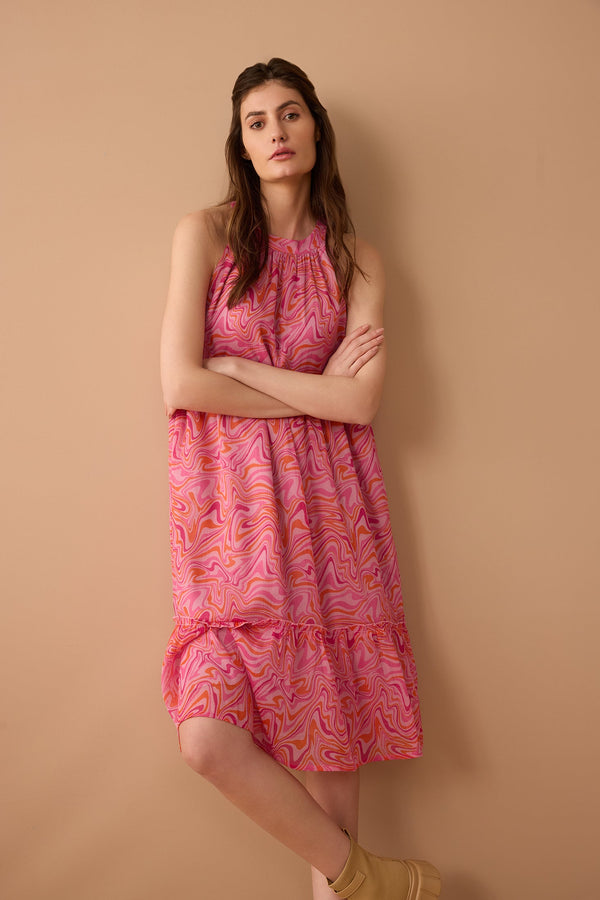 Goldie Mod Halter Dress In Pink