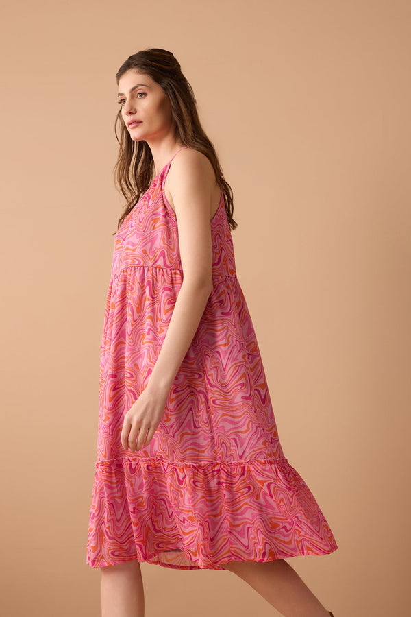 Goldie Mod Halter Dress In Pink - Myra USA