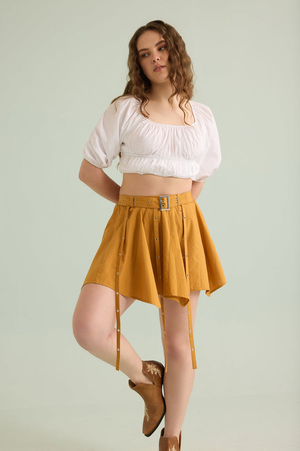 Marlee Patty Accented Skirt In Mustard