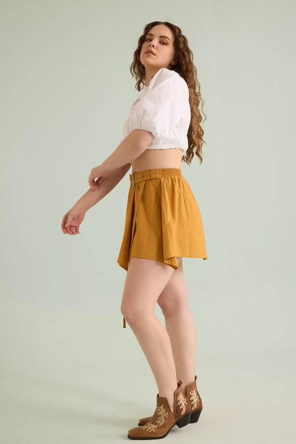 Marlee Patty Accented Skirt In Mustard - Myra USA