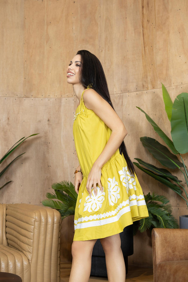 Marigold Muse Accent Dress In Olive Green - Myra USA