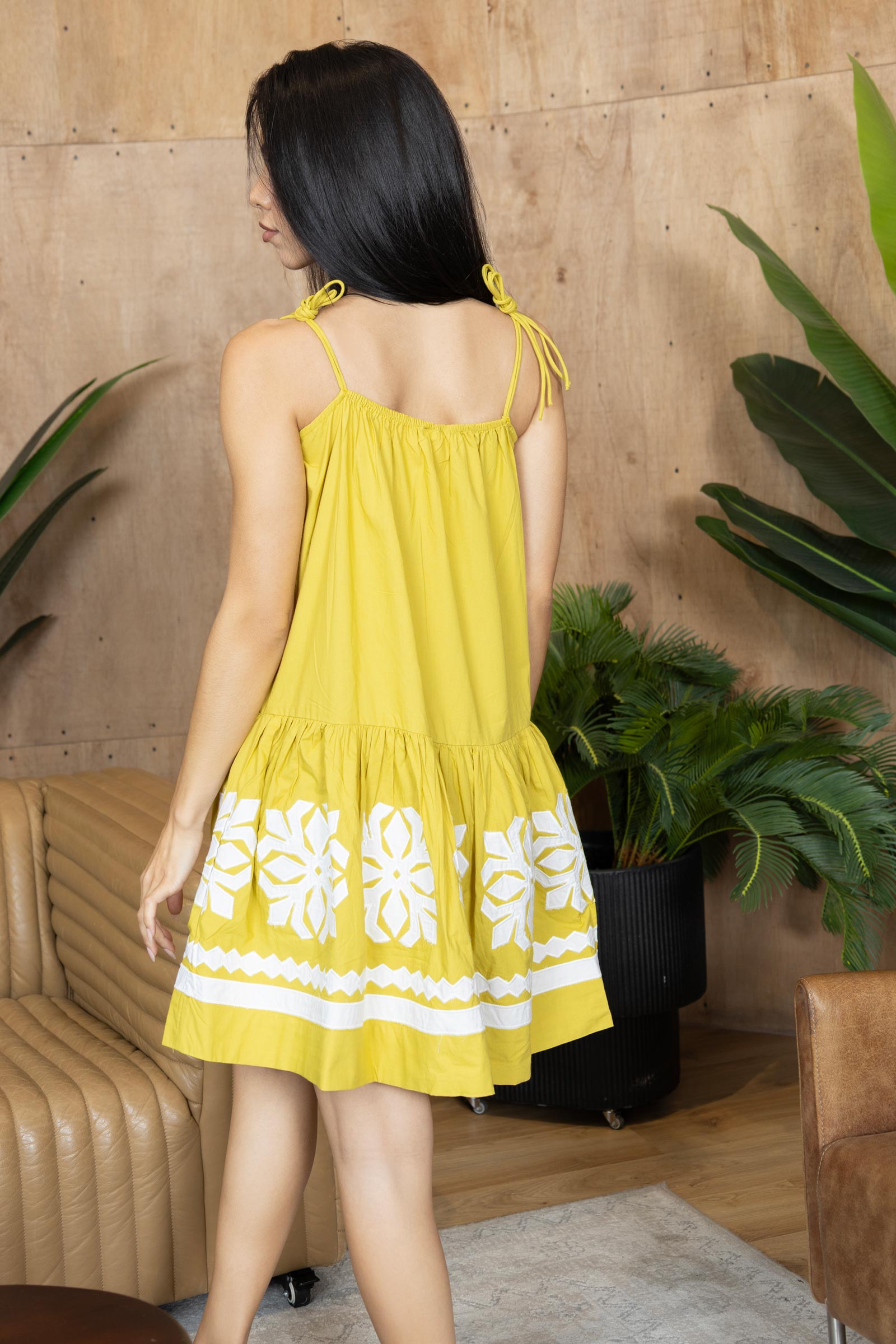 Marigold Muse Accent Dress In Olive Green - Myra USA