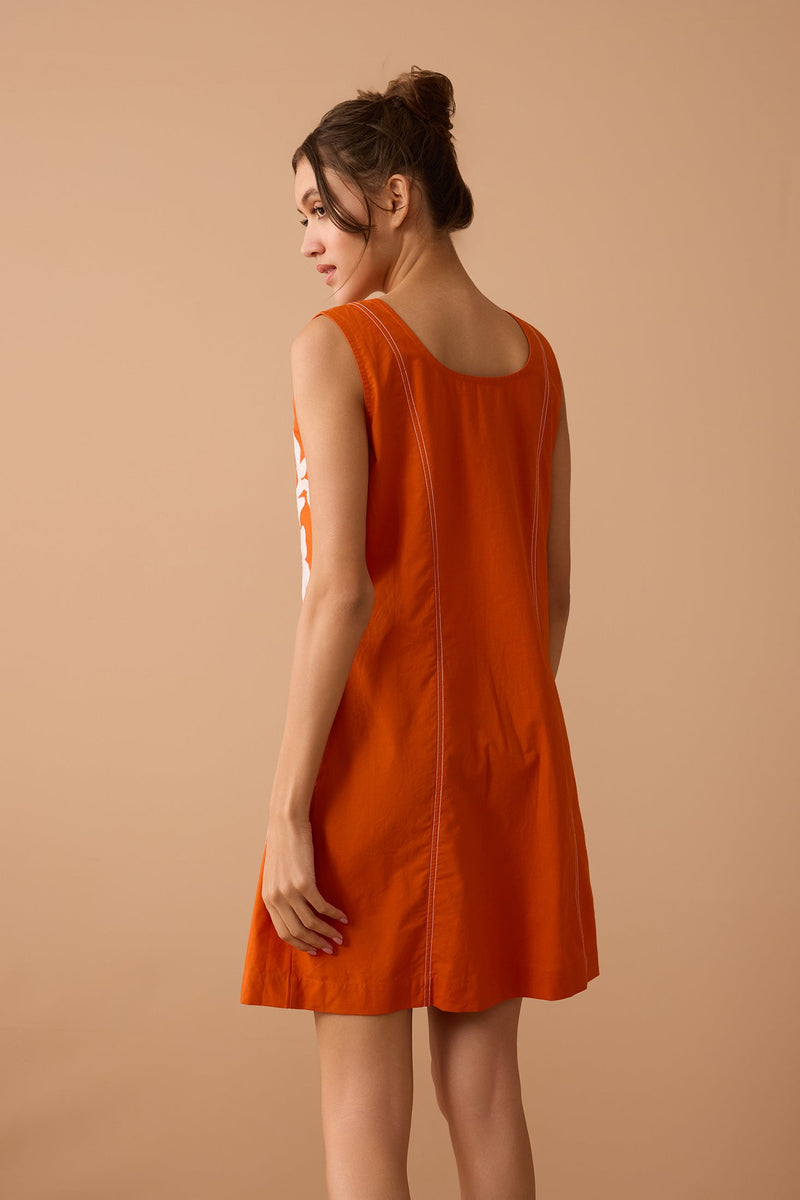 Gracie Embroidered Dress In Orange