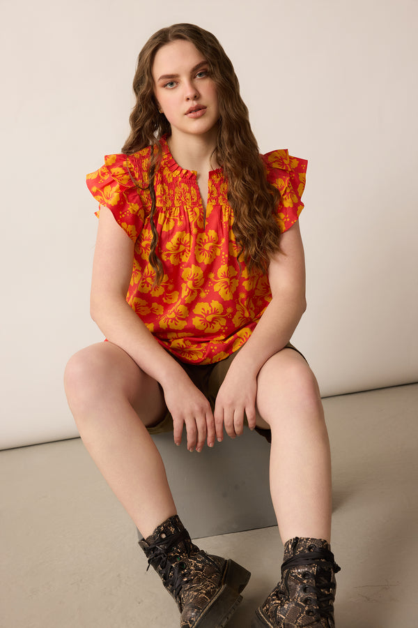 Love of	Lydia Floral Top In Orange